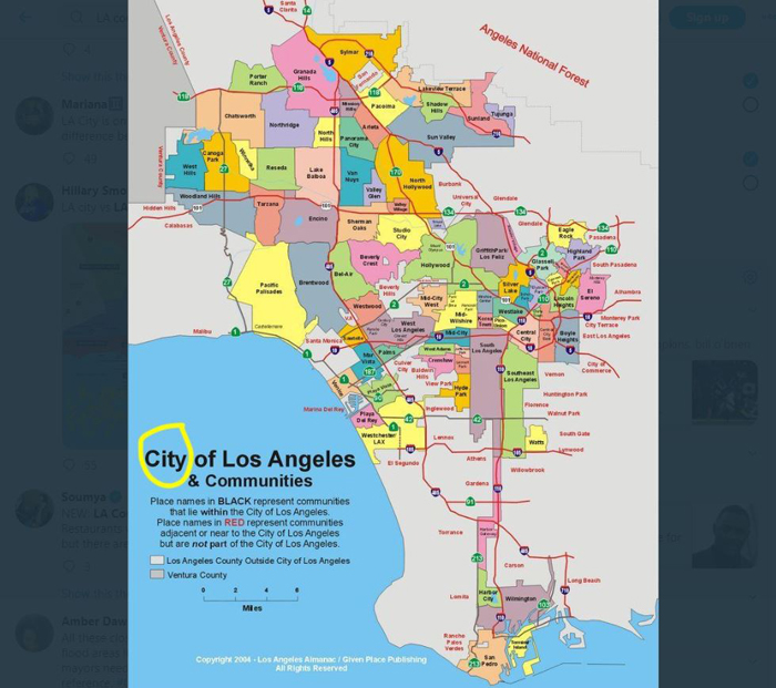 洛杉矶市地图(网络图片) 相关报道与链接: 洛杉矶市市政府下令关闭