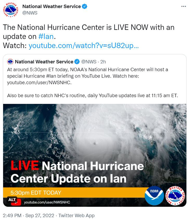 飓风伊恩将于周三登陆佛州 250万人或需疏散