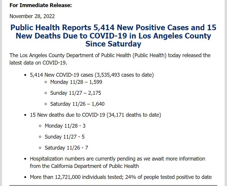 三天新增病例5414个 洛杉矶阳性率升至13%